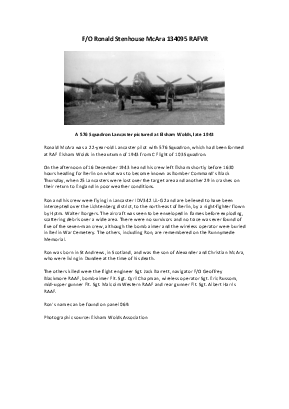 A preview of a PDF biography for McAra, Ronald Stenhouse